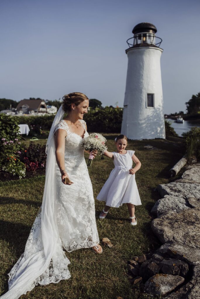 Bride and flower girl at Nonantum