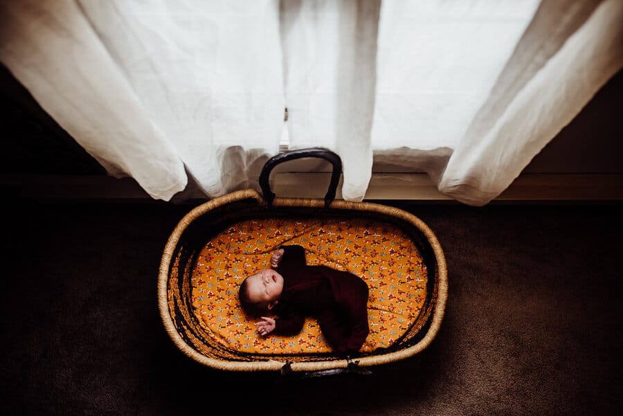Newborn in bassinet 