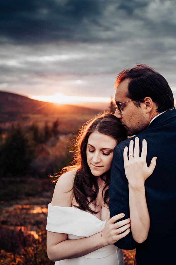 Emotional acadia national park bride and groom