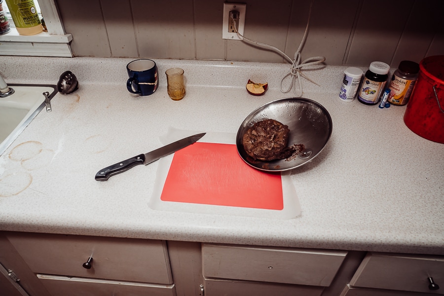 Steamed placenta cooking on counter