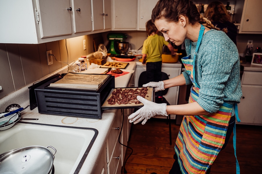 Loading placenta into dehydrator