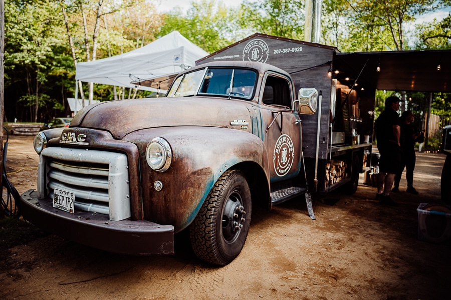 Rustic taps catering truck at wedding venue