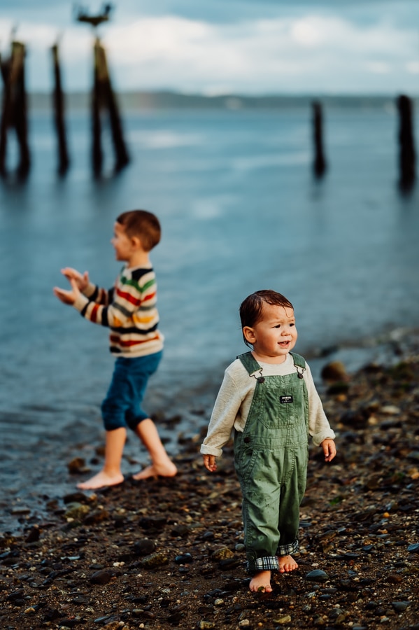 Two boys on stockton springs beach 