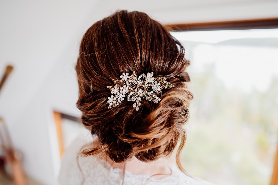 Bride with hair piece and brown hair